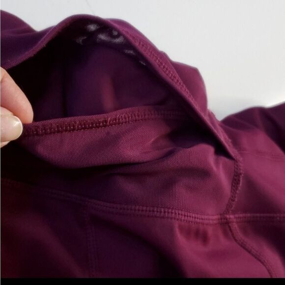 L T ATHLETA CHATARUNGA LASER MESH maroon purple running yoga LEGGINGS LARGE TALL - Picture 8 of 11